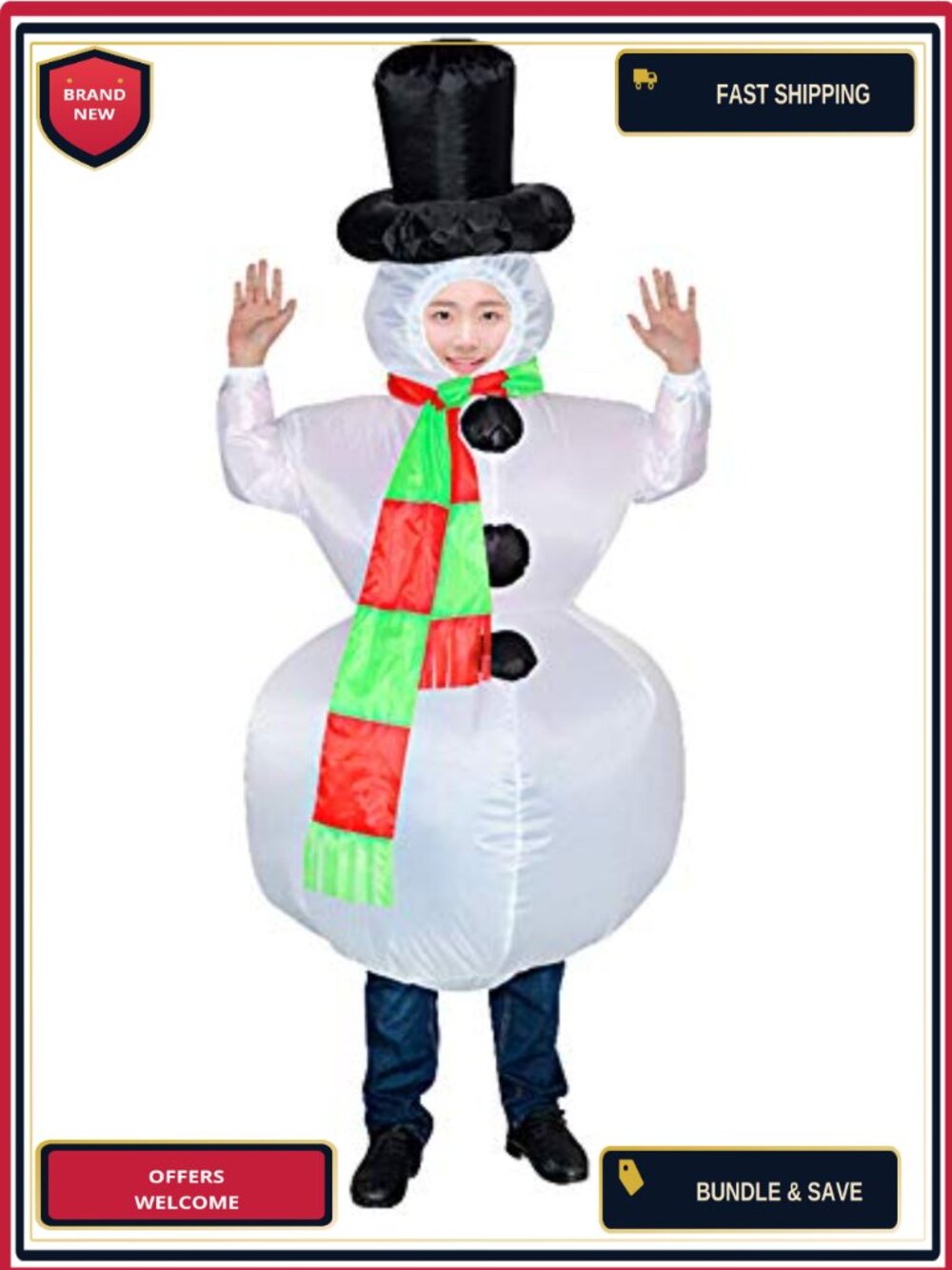 Inflatable Snowman Costume for Women & Men, One Size Fits Most, Adult Halloween
